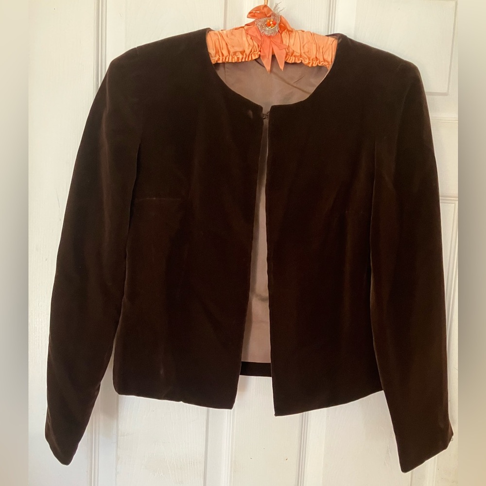 Vintage Dark Brown Velvet Women’s Jacket size 8